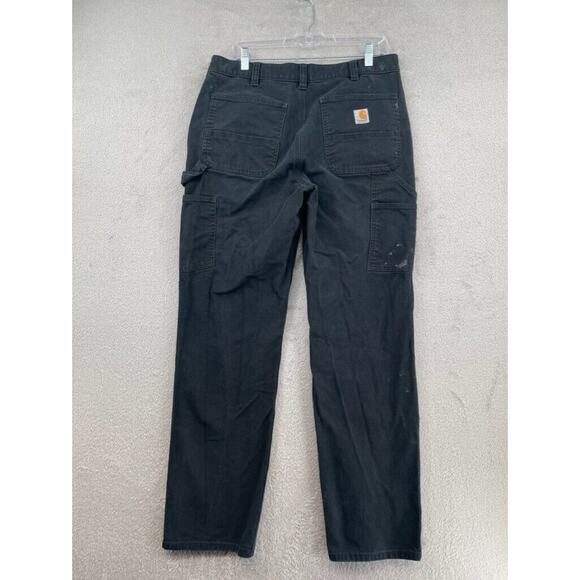 Carhartt Double Knee Pants Mens 34x34 Black Rugged Flex Relaxed Utility Stained - Picture 2 of 14